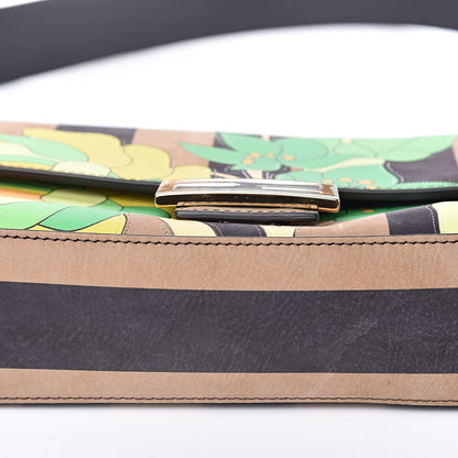 Fendi Nubuck Pequin Floral Print Baguette Tobacco Moro Ebano 10 of 13
