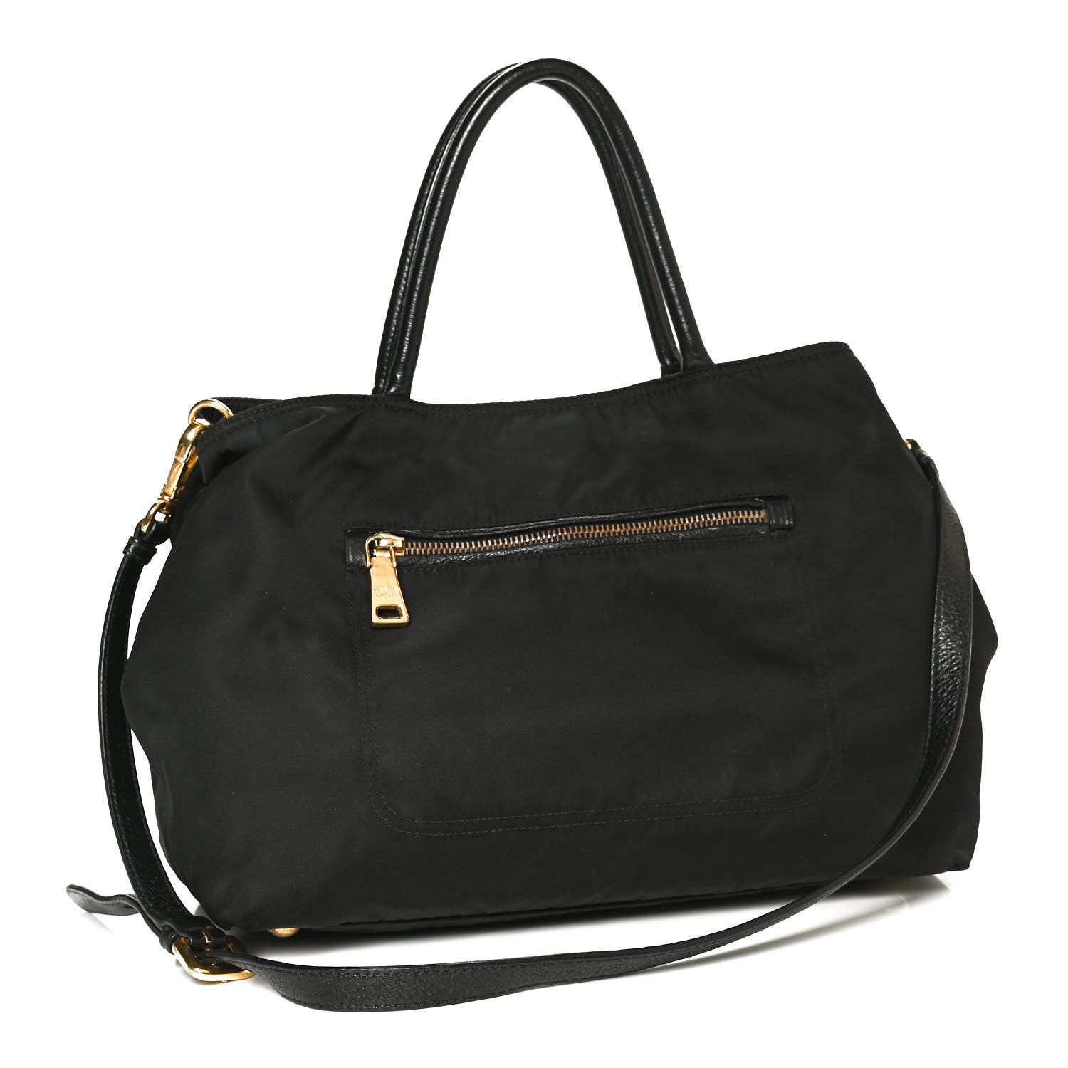 Prada Tessuto Nylon Vitello Daino Tote Black 2 of 9