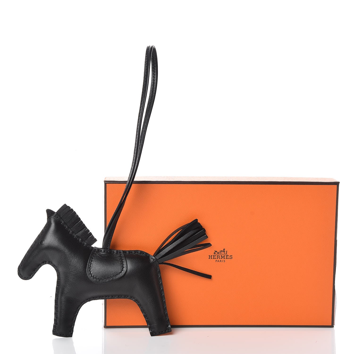 Hermes Milo Lambskin Grigri Rodeo Horse Bag Charm MM So Black 5 of 5