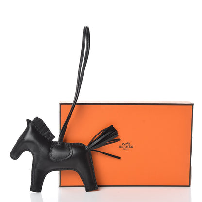 Hermes Milo Lambskin Grigri Rodeo Horse Bag Charm MM So Black 5 of 5