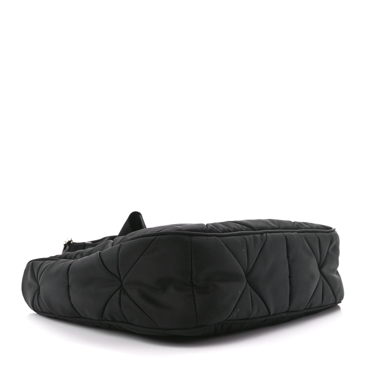 Re-Nylon Triangle Padded Patchwork Shoulder Bag Black