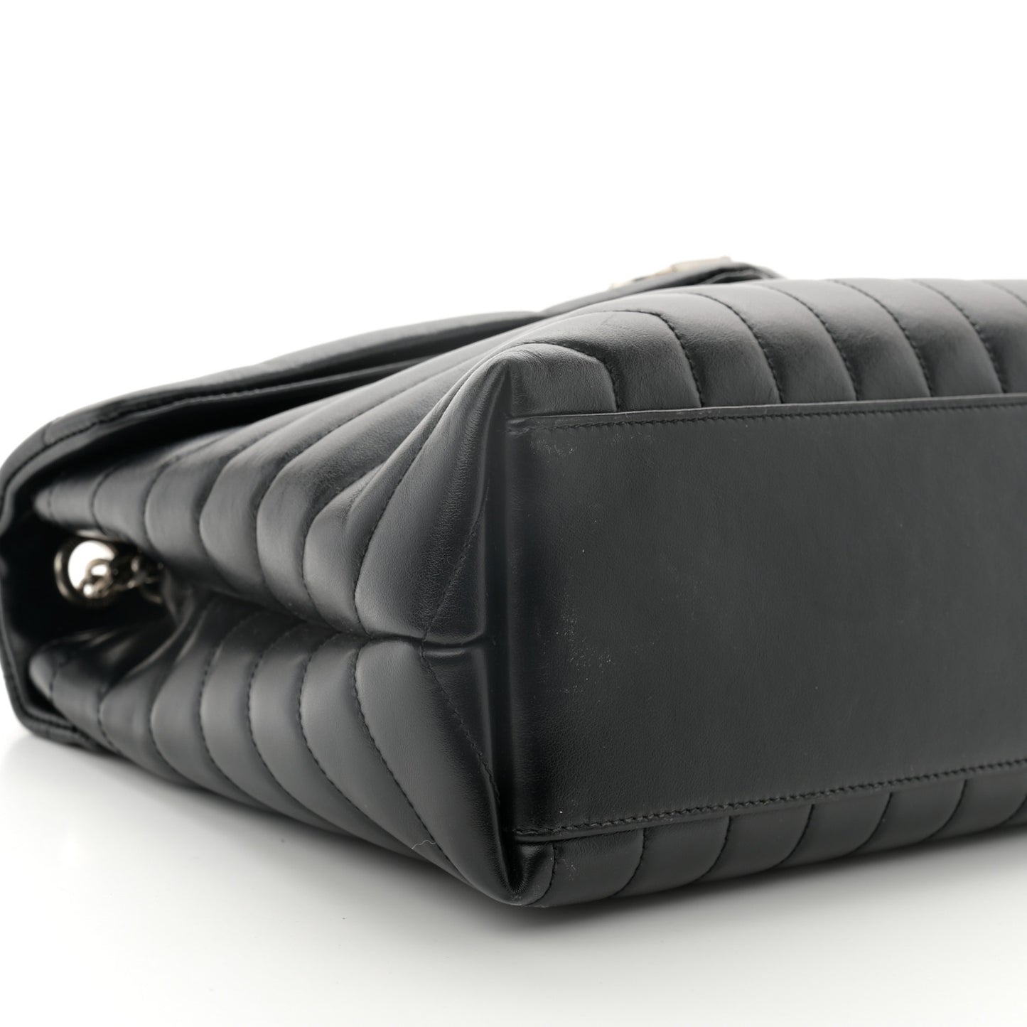 Calfskin Y Quilted Monogram Medium Loulou Chain Satchel Black