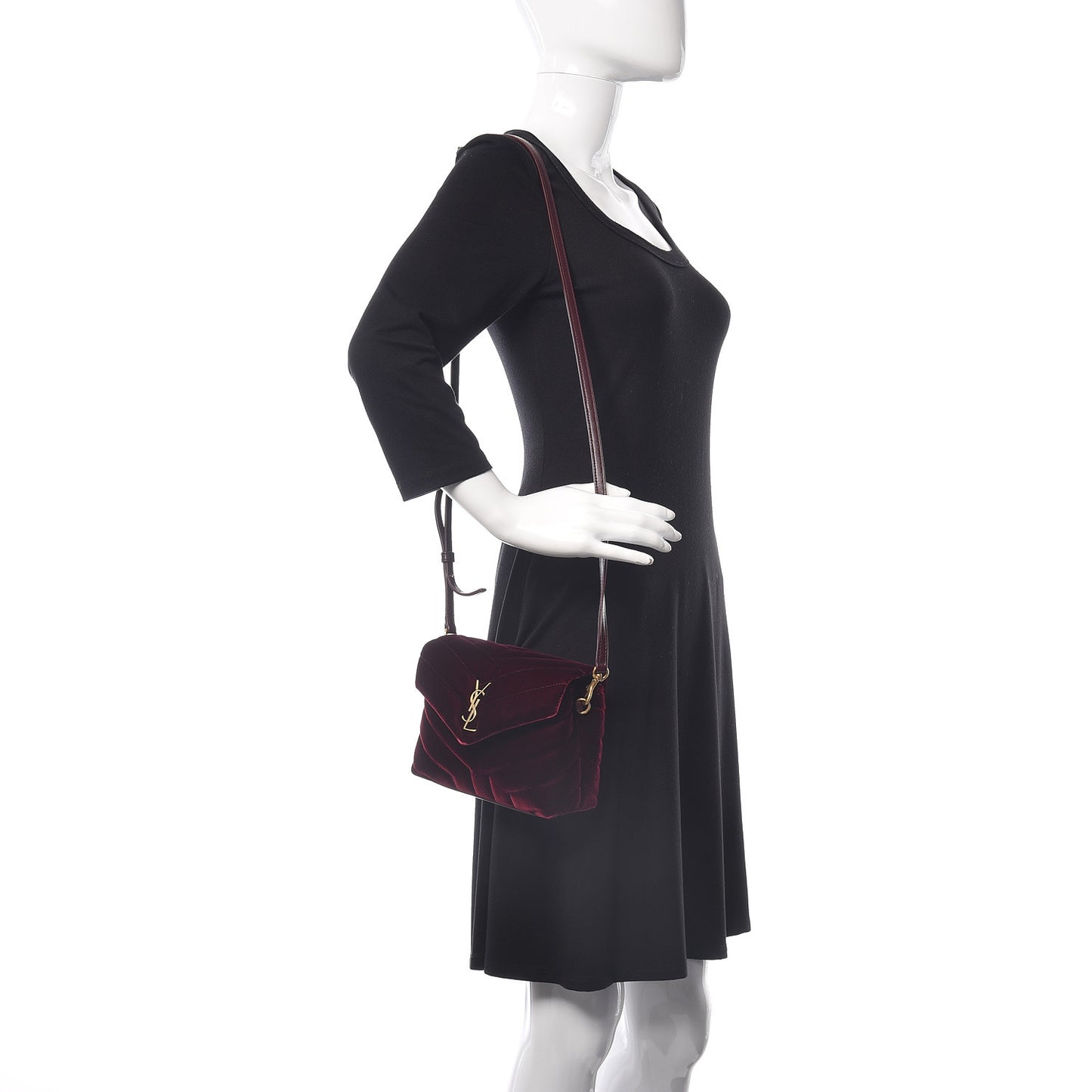 Velvet Y Quilted Monogram Toy Loulou Crossbody Bag French Burgundy