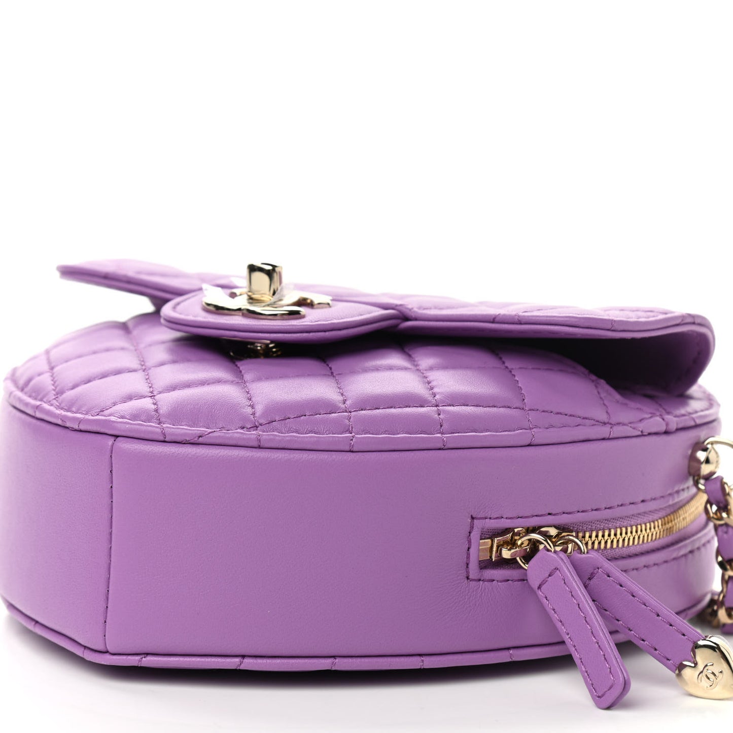 Lambskin Quilted CC In Love Heart Bag Purple