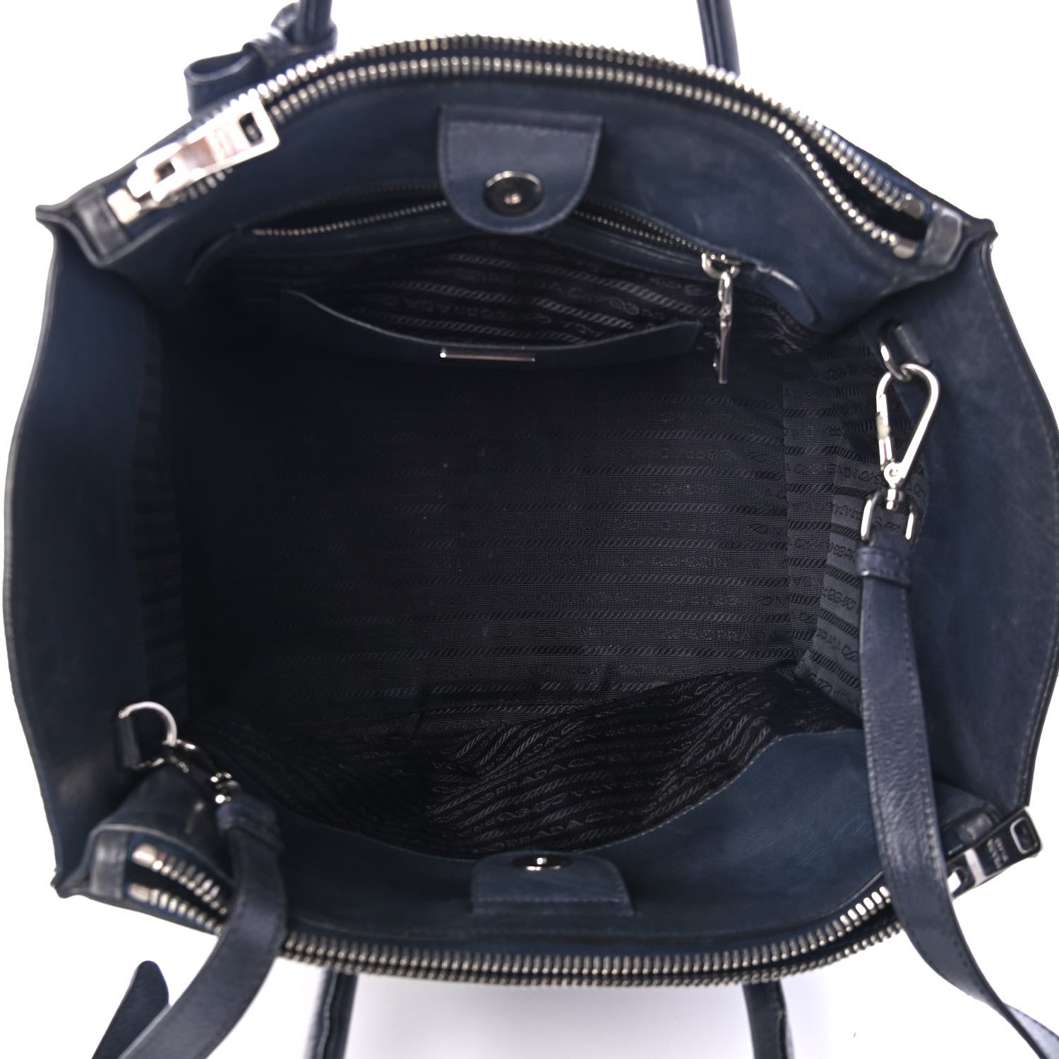 Prada Glace Calf Twin Pocket Tote Denim 4 of 4