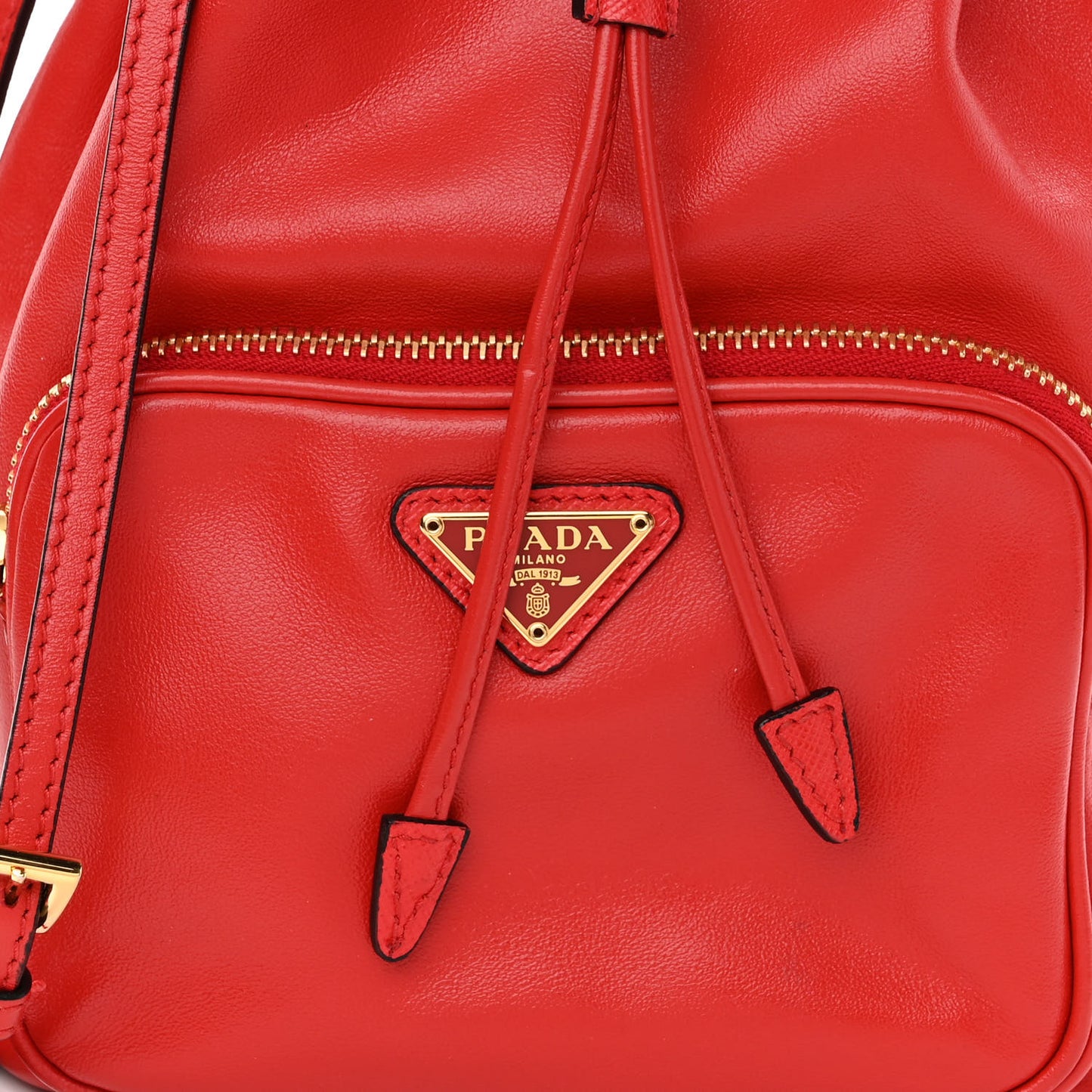 Glace Calfskin Logo Mini Bucket Crossbody Bag Red