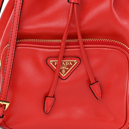 Prada Glace Calfskin Logo Mini Bucket Crossbody Bag Red 8 of 10