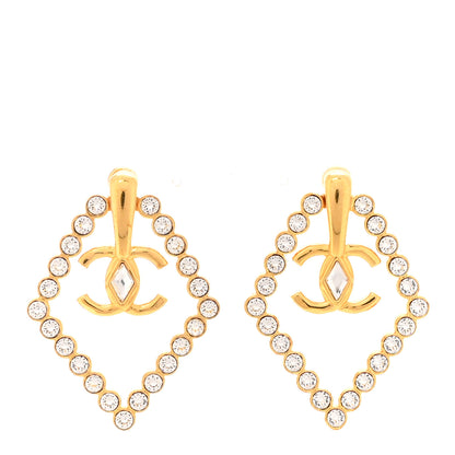 Chanel Crystal Diamond CC Earrings Gold 1 of 5