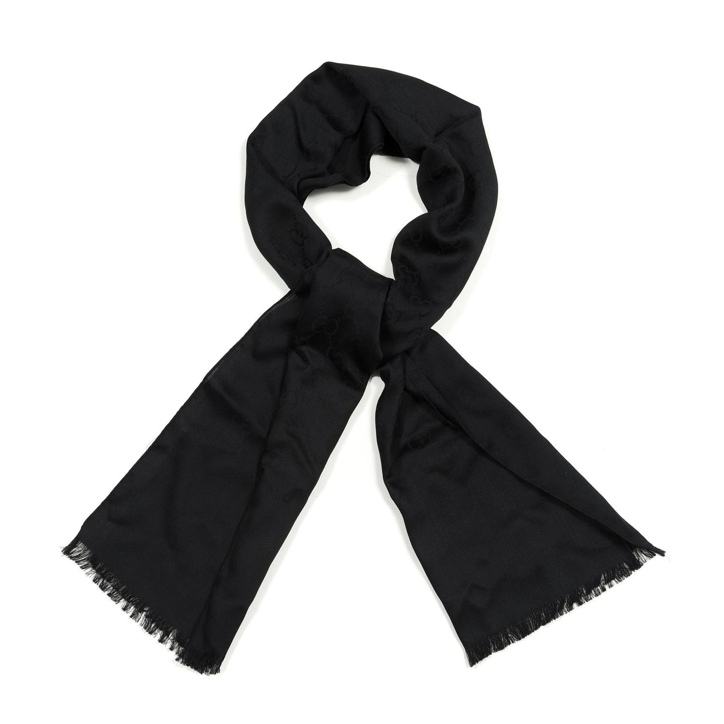 Wool Silk GG Monogram GGNat Scarf Black