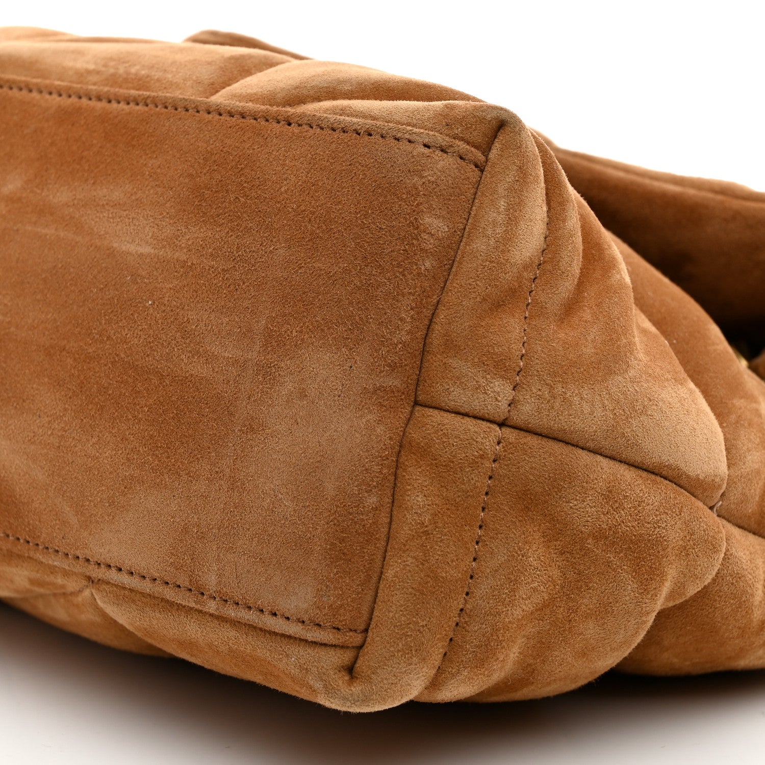 Saint Laurent Suede Calfskin Quilted Small Loulou Puffer Monogram Chain Satchel Cinnamon 10 of 10