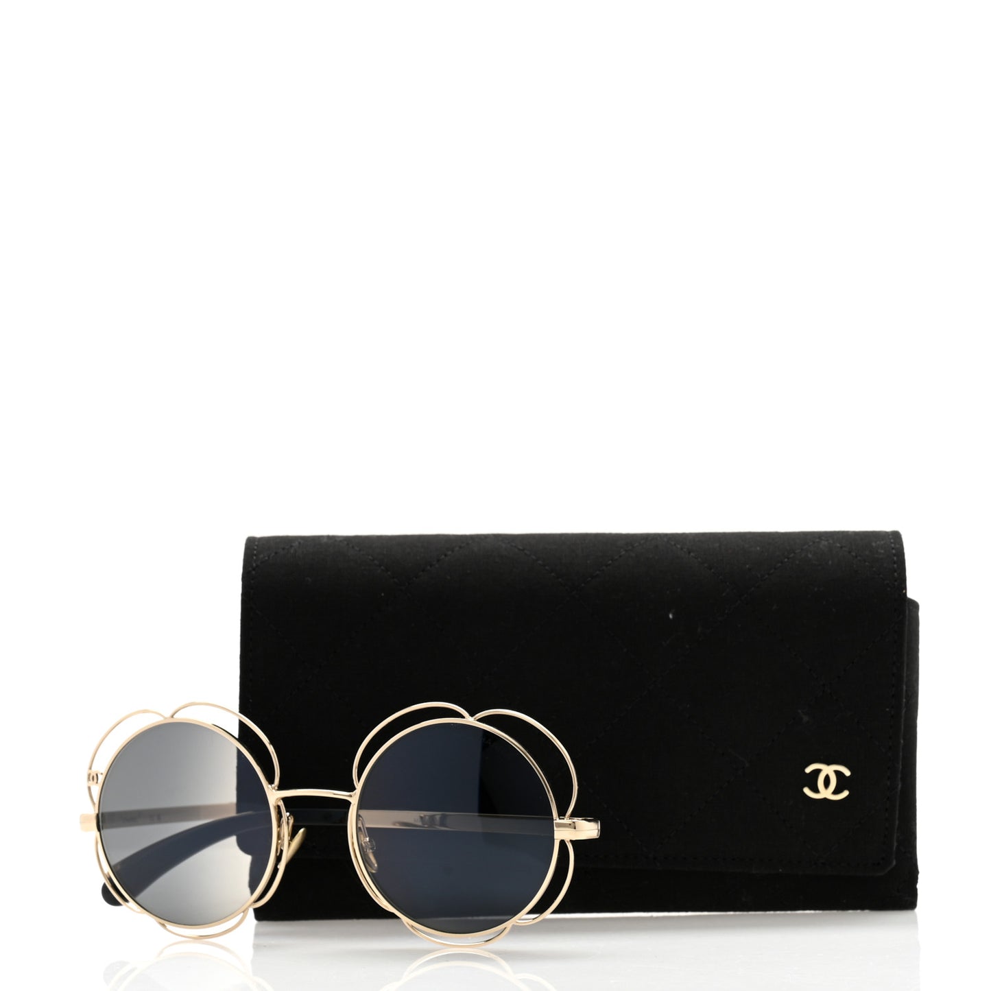 Metal Round Camellia Sunglasses 71573 Gold