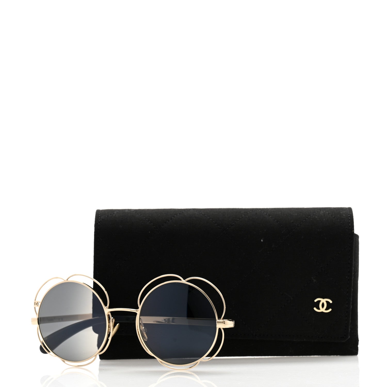 Chanel Metal Round Camellia Sunglasses 71573 Gold 8 of 8