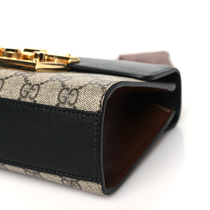 Gucci GG Supreme Monogram Calfskin Small Padlock Shoulder Bag Beige Black Cuir 10 of 14