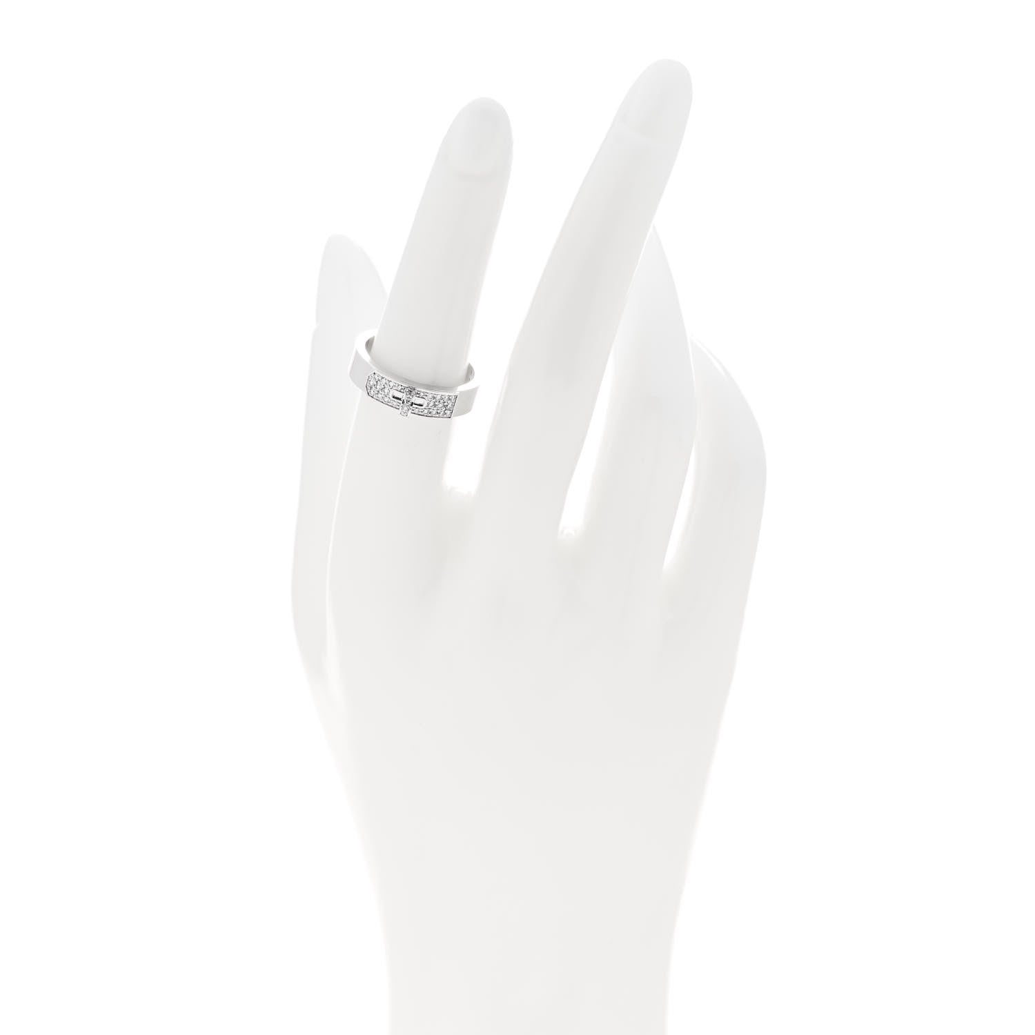 Hermes 18K White Gold Diamond Kelly Ring 53 6.25 2 of 5