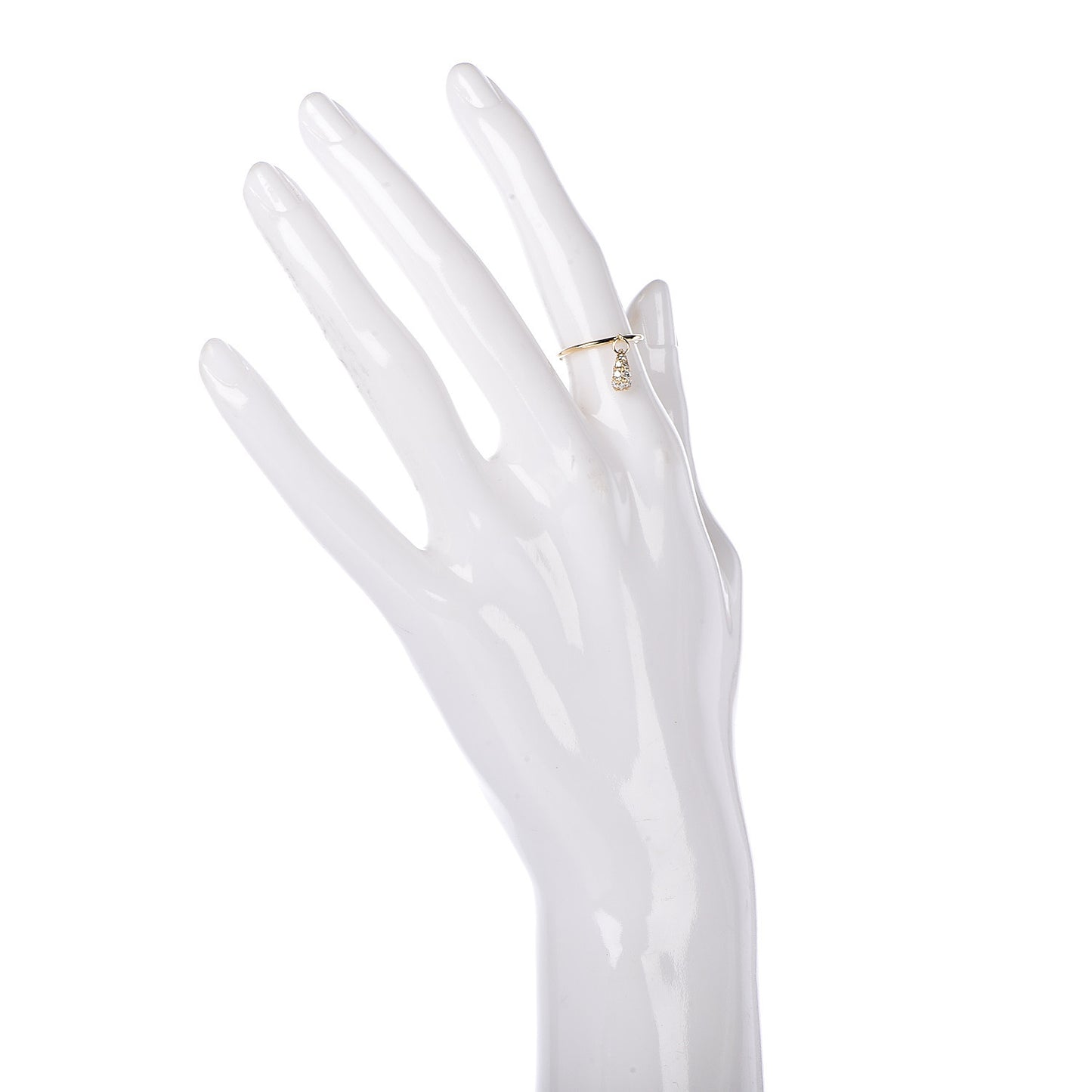 18K Yellow Gold Diamond Elsa Peretti Teardrop Charm Ring 48 4.5
