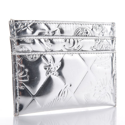Chanel Patent Calfskin Lucky Symbols Card Holder Case Silver 3 of 9