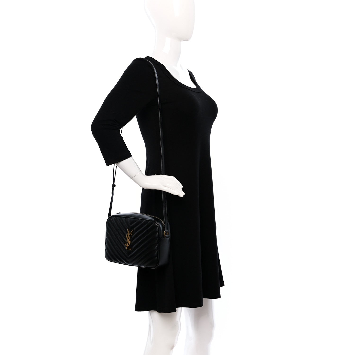 Saint Laurent Calfskin Matelasse Monogram Lou Camera Bag Black 2 of 11