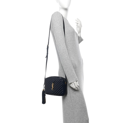 Saint Laurent Calfskin Matelasse Monogram Lou Camera Bag Navy 2 of 15