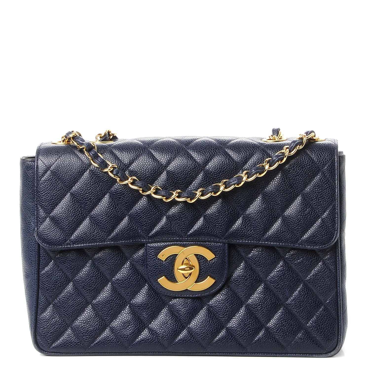 Chanel Caviar Quilted Jumbo Single Flap Blue 1 of 13