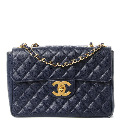 Chanel Caviar Quilted Jumbo Single Flap Blue 1 of 13
