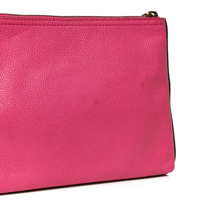 Gucci Pebbled Calfskin Medium Logo Portfolio Clutch Box Pink Green 14 of 14