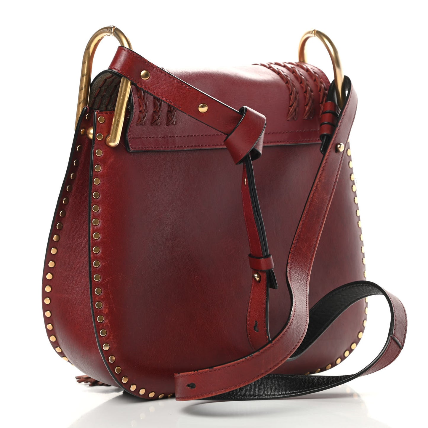 Calfskin Braided Small Hudson Shoulder Bag Sienna Red