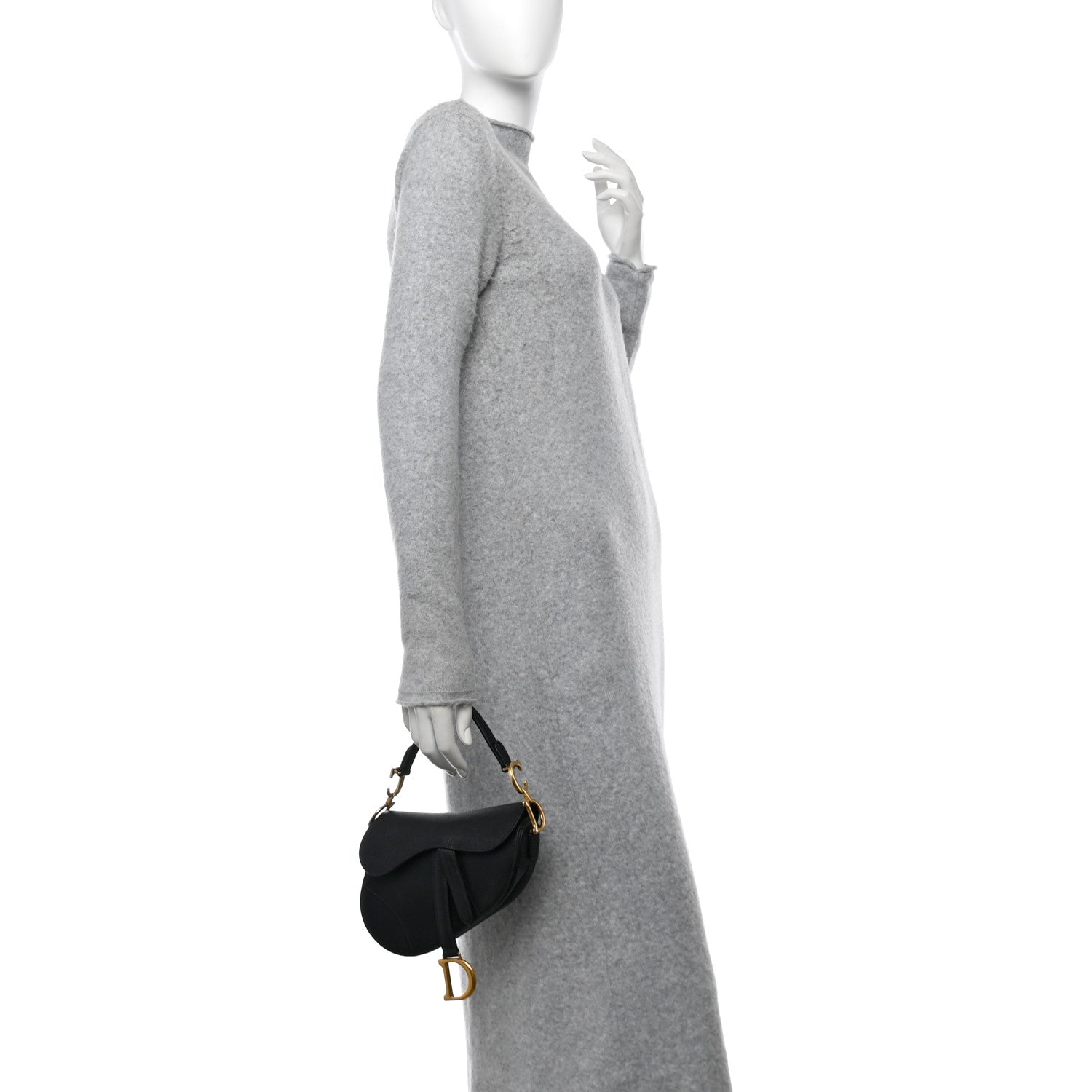Christian Dior Grained Calfskin Mini Saddle Bag Black 2 of 10