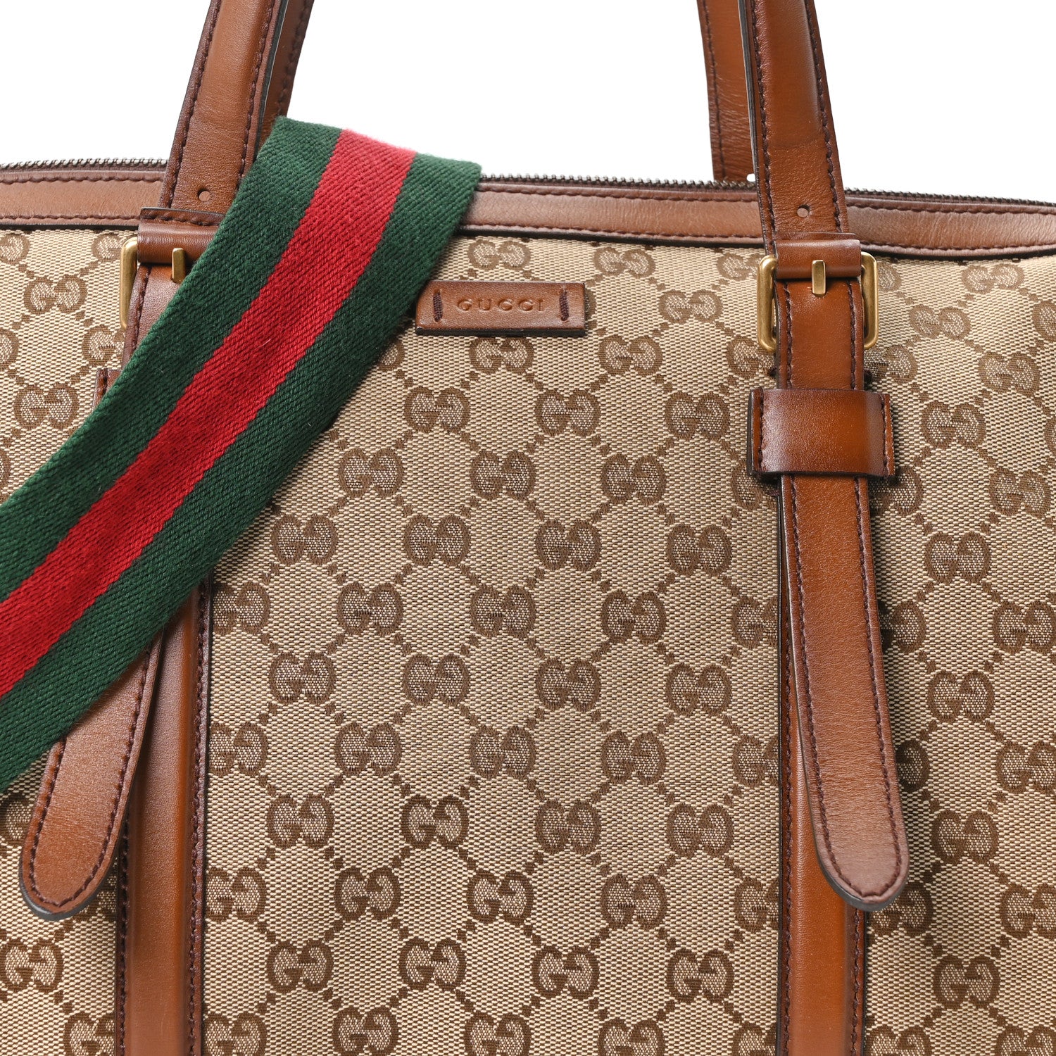 Gucci Monogram Medium Lady Web Boston Bag Beige Cuir 8 of 10