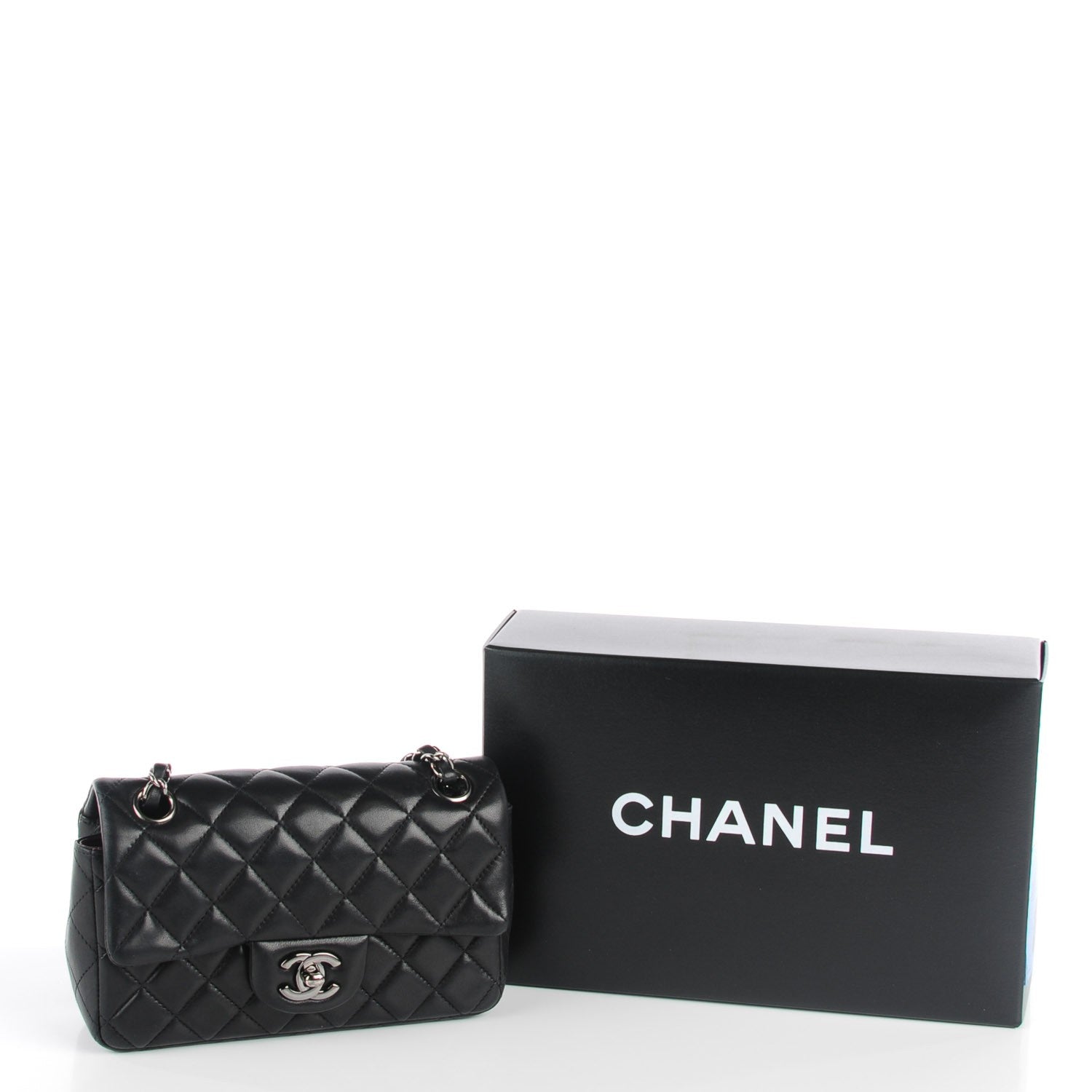 Chanel Lambskin Quilted Mini Rectangular Flap Black 2 of 9