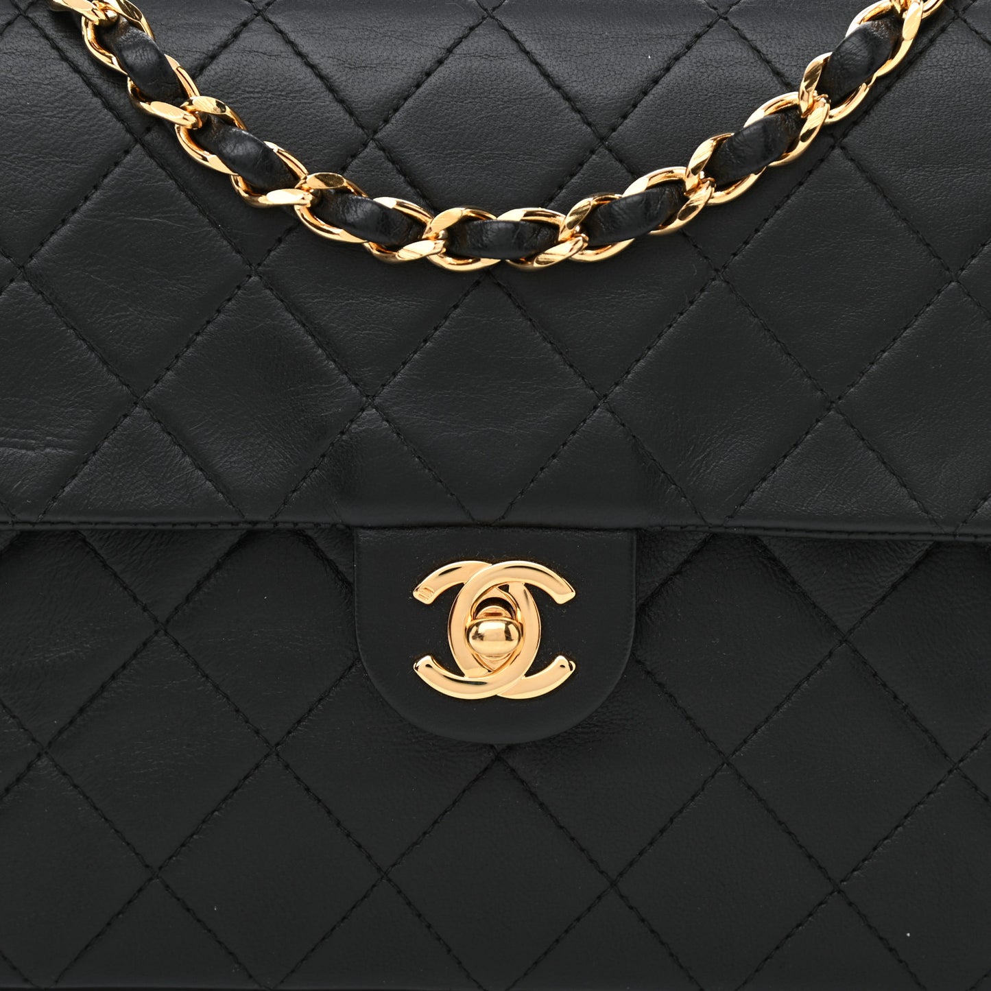 Lambskin Quilted Mini Square Flap Bag Black