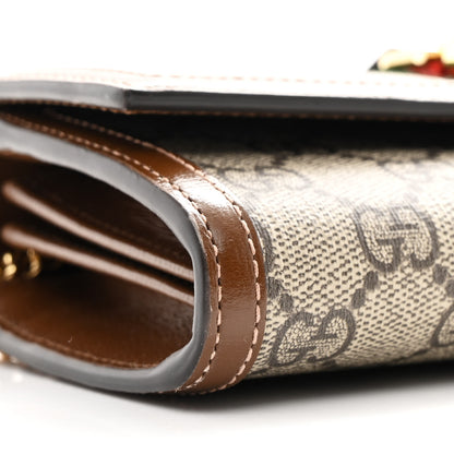 Gucci GG Supreme Monogram Azalea Calfskin Web Jackie 1961 Chain Wallet Beige Ebony Brown Sugar 10 of 11
