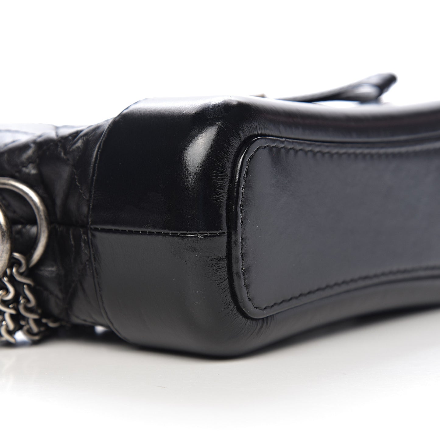 Aged Calfskin Quilted Small Gabrielle Hobo Black