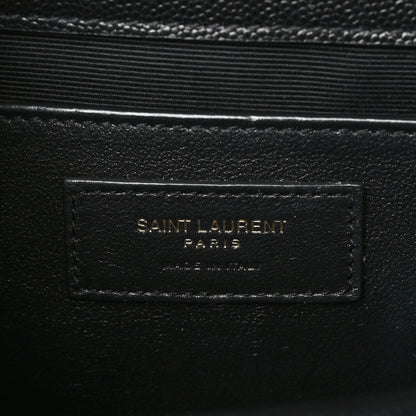 Saint Laurent Grain De Poudre Textured Mixed Matelasse Triquilt Medium Monogram Satchel Black 6 of 8