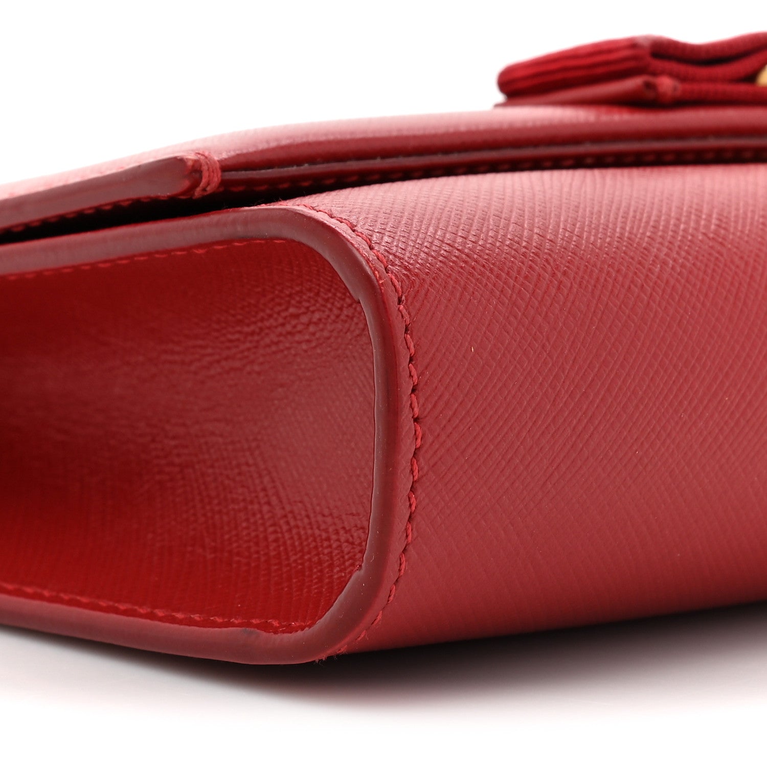 Salvatore Ferragamo Hammered Calfskin Mini Miss Vara Bow Chain Bag Red 7 of 7