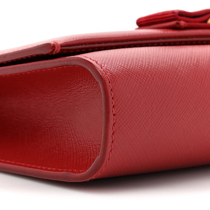 Salvatore Ferragamo Hammered Calfskin Mini Miss Vara Bow Chain Bag Red 7 of 7