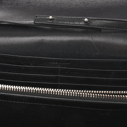 Saint Laurent Calfskin Crocodile Embossed Monogram Chain Wallet Black 7 of 10