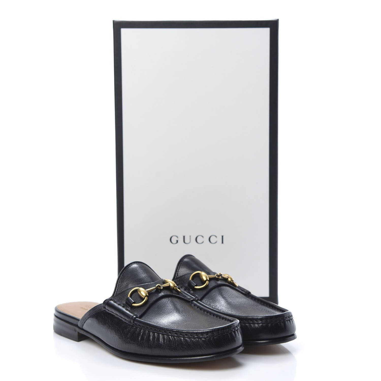 Gucci Goatskin Mens Horsebit Slippers 8 Black 8 of 8