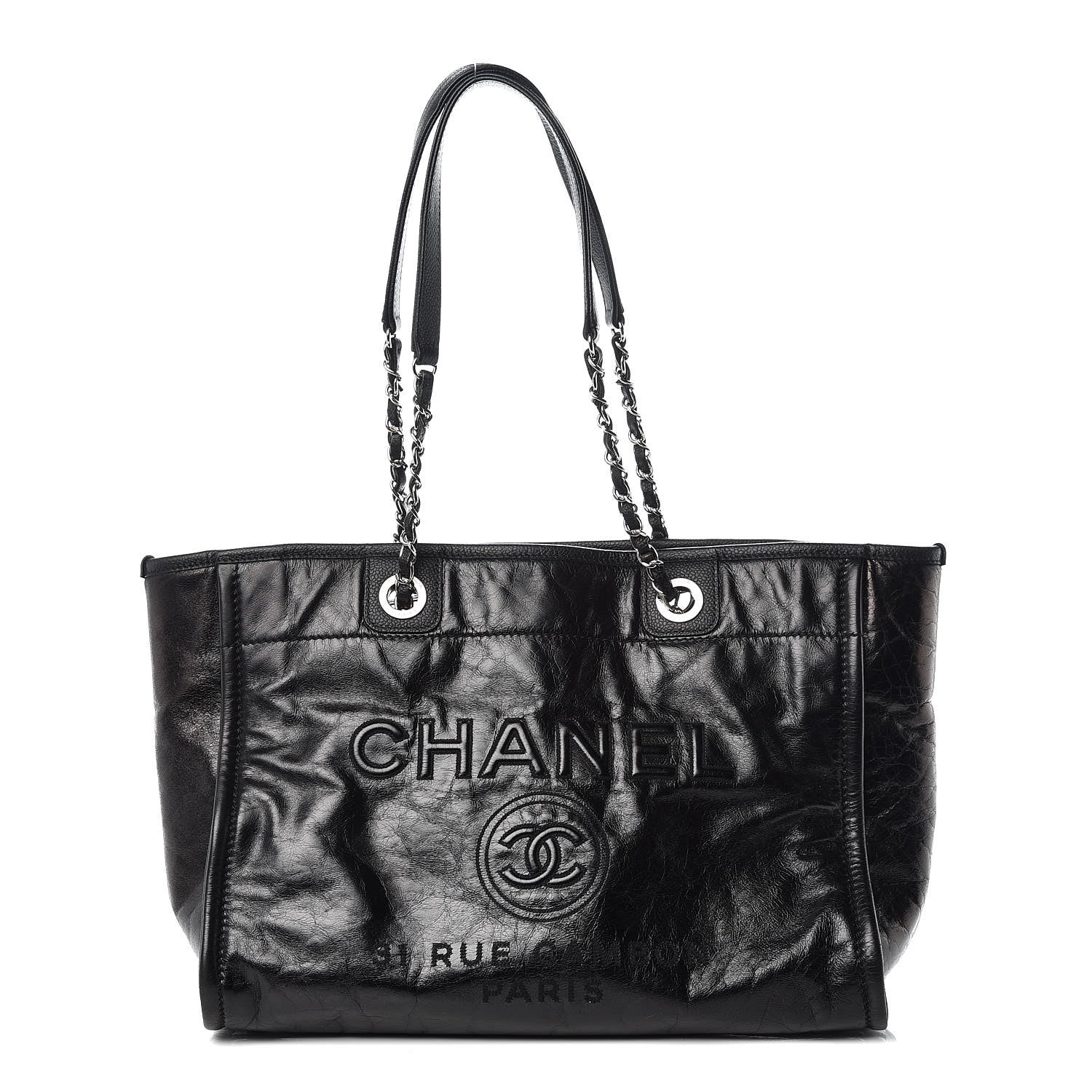 Chanel Glazed Calfskin Small Deauville Tote Black 1 of 10