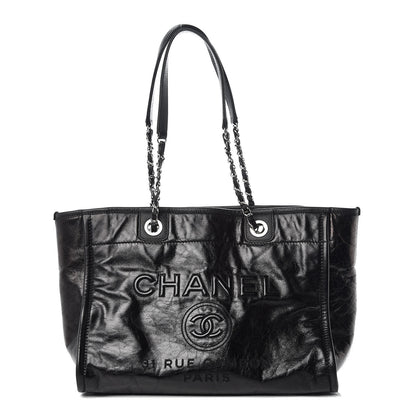 Chanel Glazed Calfskin Small Deauville Tote Black 1 of 10