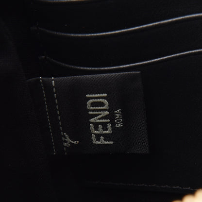 Fendi Glazed Fabric Vitello Century FF 1974 Stamp Patch Small FFreedom Flat Pouch Mogano Panna Black 6 of 8