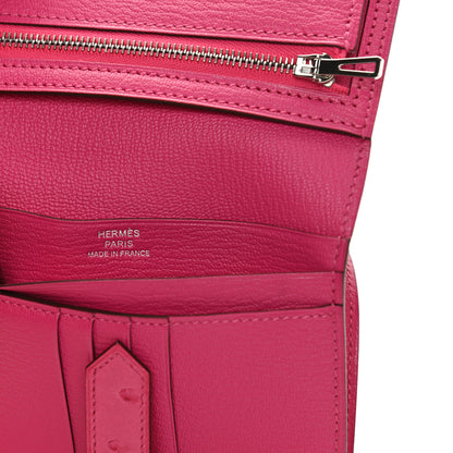 Hermes Ostrich Bearn Compact Wallet Rose Tyrien 6 of 9