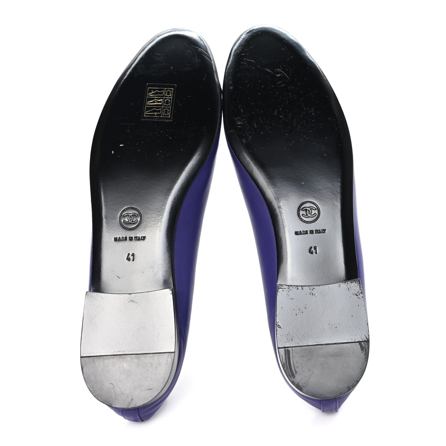 Chanel Lambskin Patent Cap Toe Ballerina Flats 41 Purple Black 6 of 10