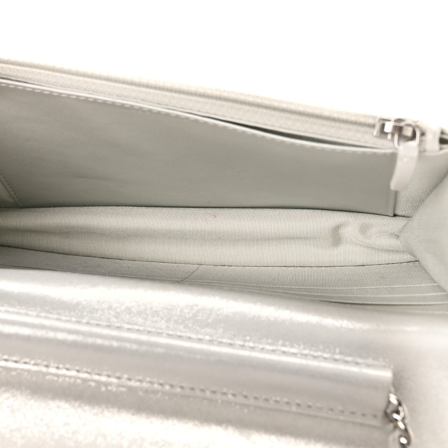 Metallic Lambskin Star Embossed Wallet On Chain WOC Silver