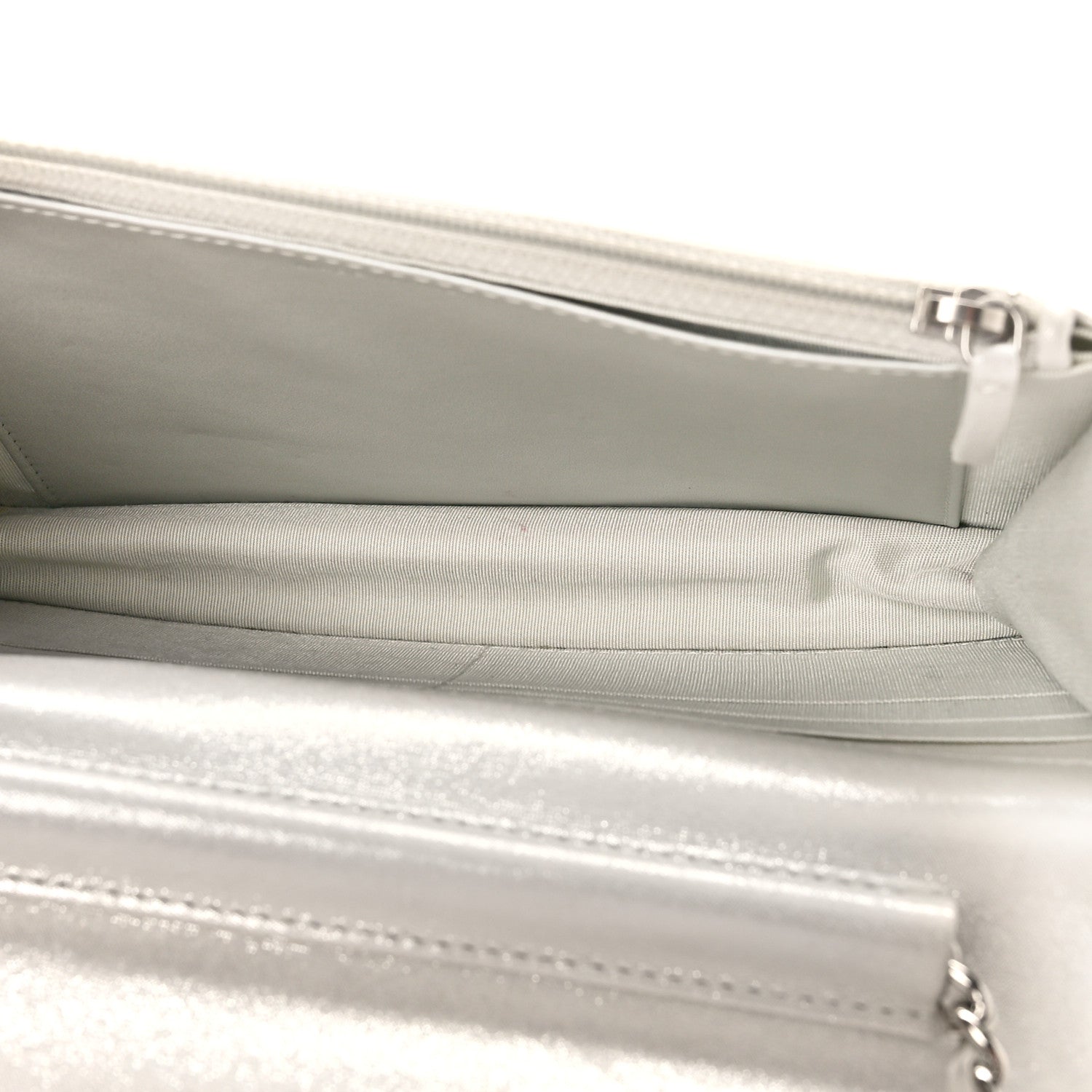 Chanel Metallic Lambskin Star Embossed Wallet On Chain WOC Silver 5 of 10