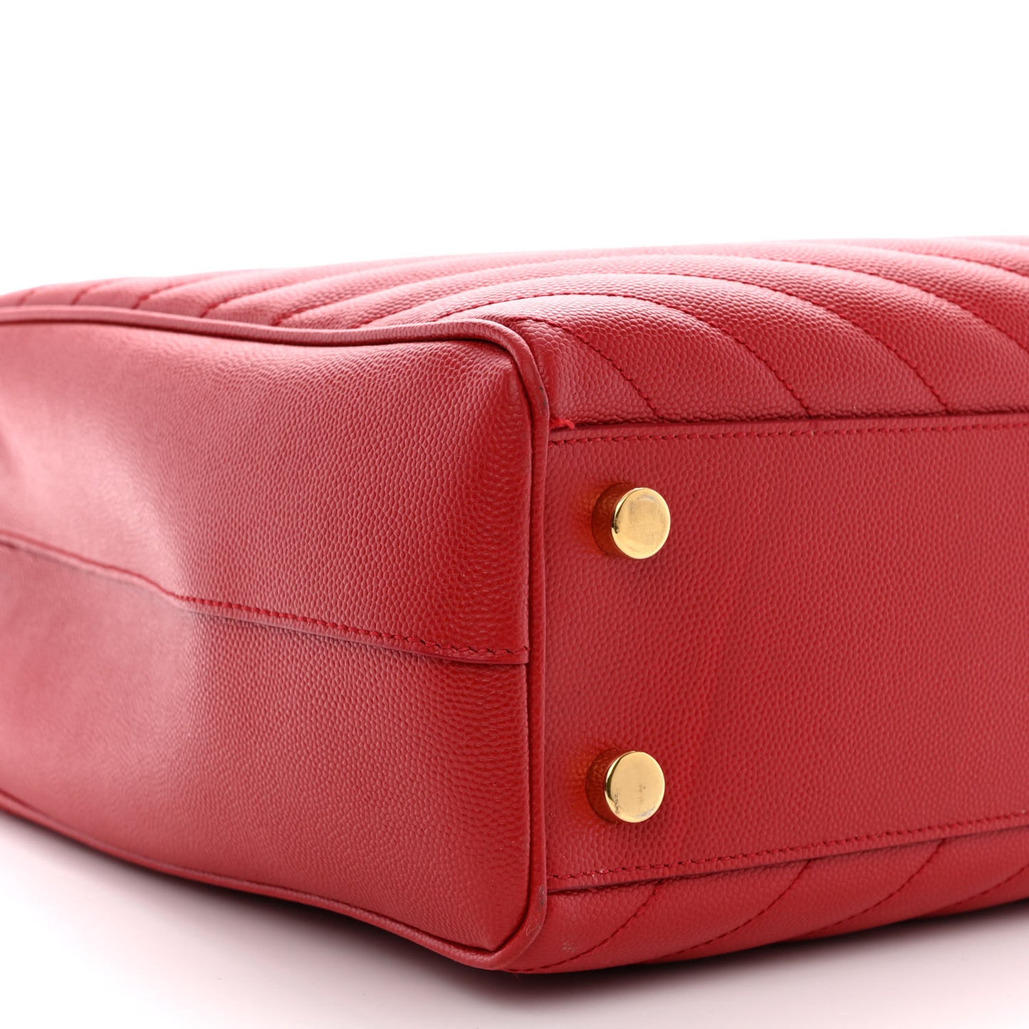 Grain De Poudre Matelasse Chevron Monogram Shopping Bag Red