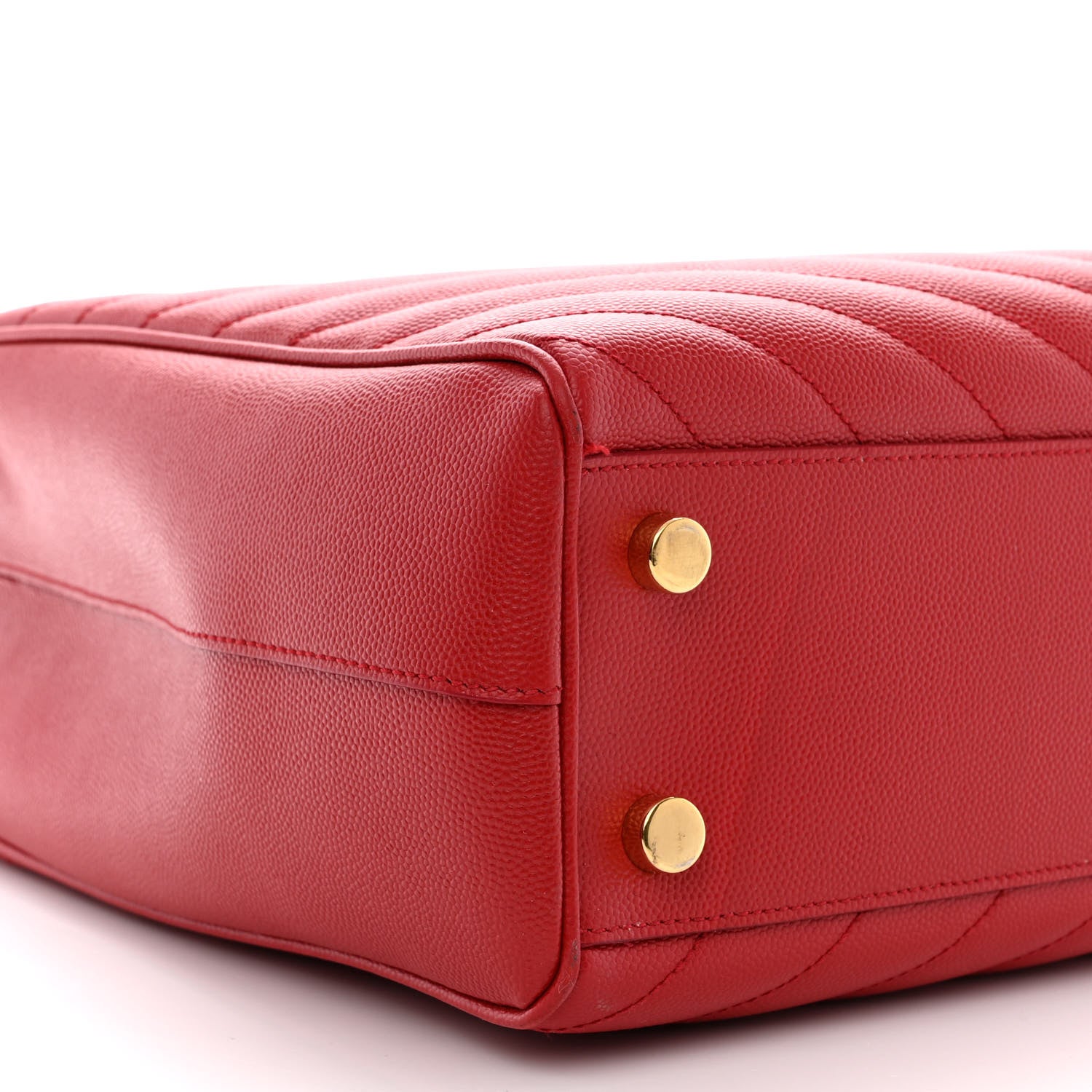 Saint Laurent Grain De Poudre Matelasse Chevron Monogram Shopping Bag Red 9 of 10