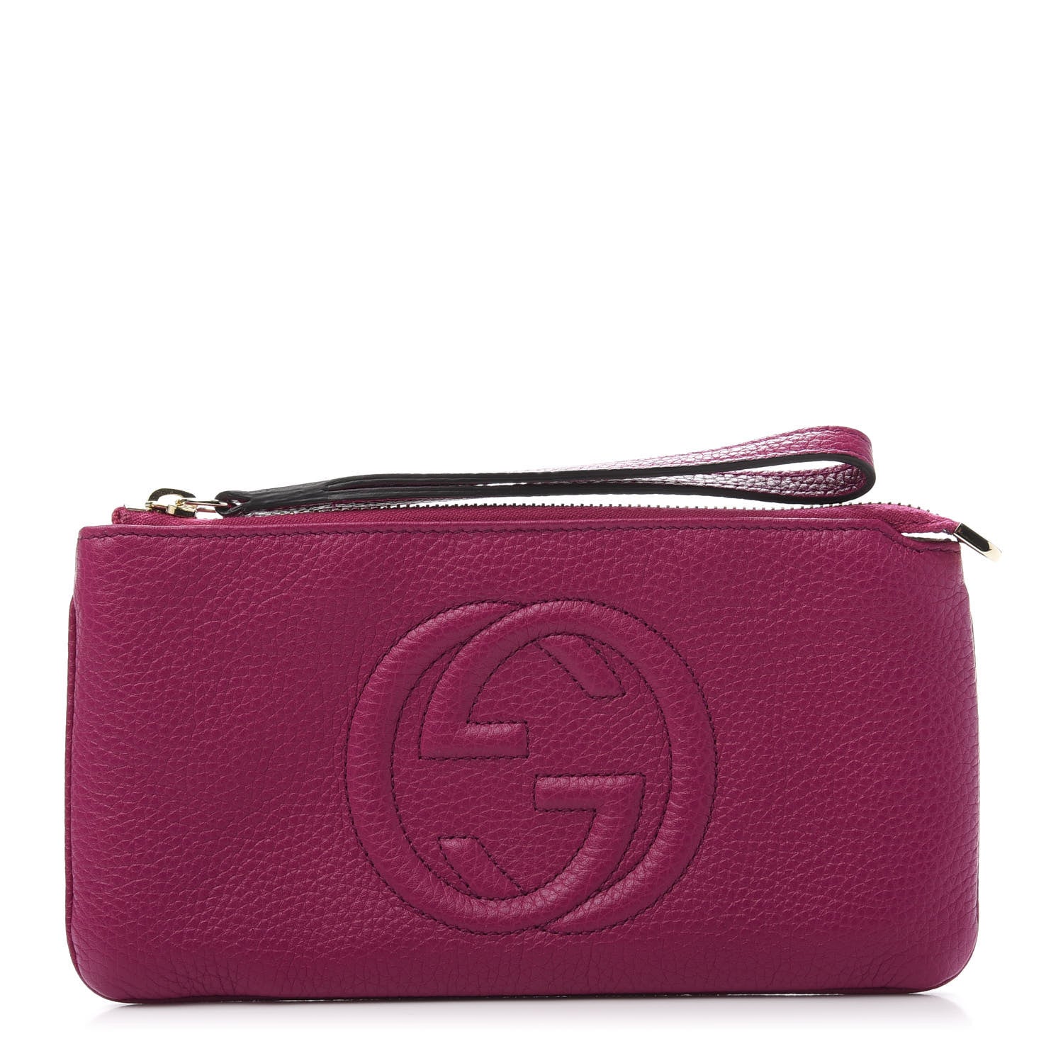 Gucci Pebbled Calfskin Soho Wristlet Bright Bougainvillea 1 of 10