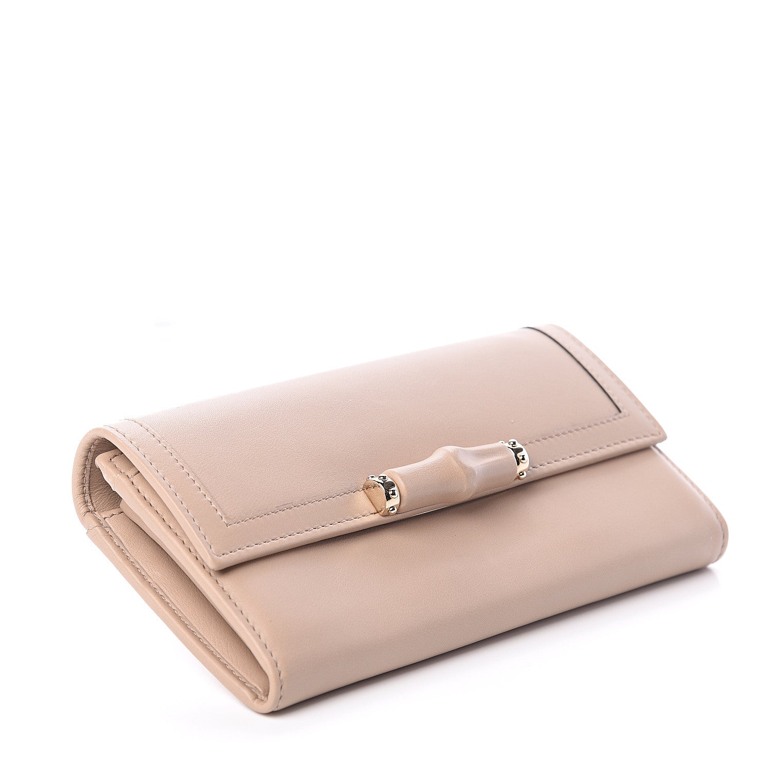 Gucci Calfskin Bamboo Continental Wallet Nude 3 of 5