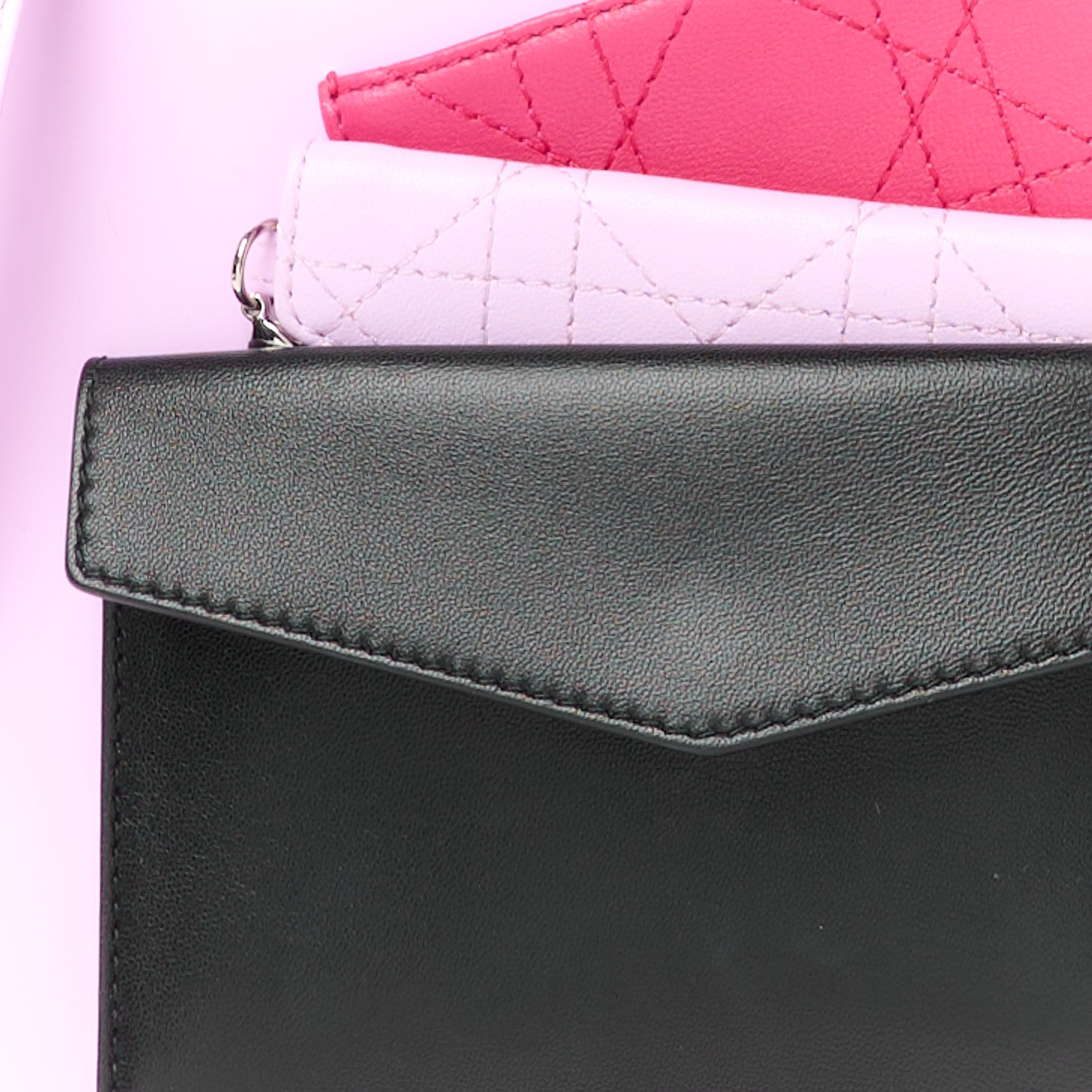 Christian Dior Calfskin Pockets Medium Lady Dior Pink Black Red 9 of 13