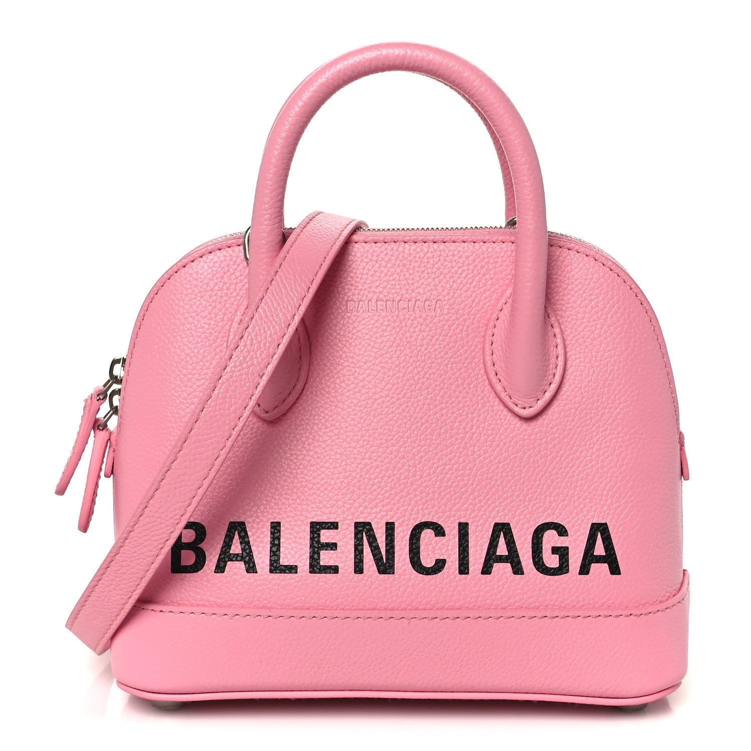Balenciaga Signature Grained Calfskin Logo XXS Ville Top Handle Bag Rose Bubblegum Black 1 of 12
